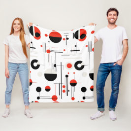 geometrische Formen des Bauhauses in schwarz rot a Fleecedecke