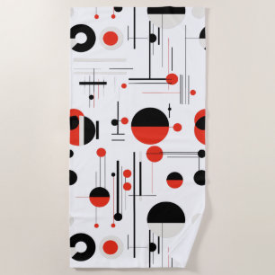geometrische Formen des Bauhauses in schwarz rot a Strandtuch