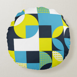 Geometrische Formen, farbiger abstrakter Hintergru Rundes Kissen