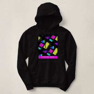 GEOMETRISCHE FORMEN GEMUSTERT NEON RETRO 80'S FASH HOODIE