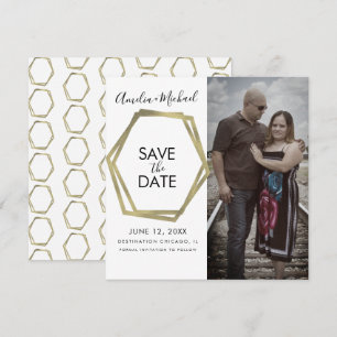 Geometrische Formen Gold Save the Date Karte