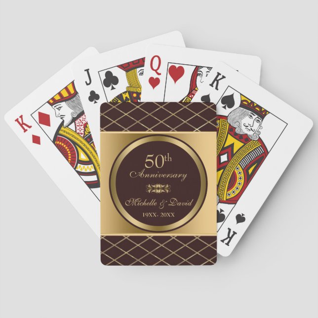 Geometrische Formen, goldbraun und geometrisch, mi Spielkarten (Rückseite)