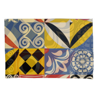 geometrische Formen im Retro: Azulejos-Fliesen. Kissenbezug