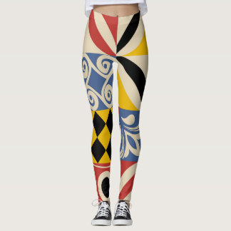 geometrische Formen im Retro: Azulejos-Fliesen. Leggings