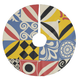 geometrische Formen im Retro: Azulejos-Fliesen. Polyester Weihnachtsbaumdecke