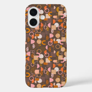 Geometrische Formen in braun rosa und orange iPhone 16 Hülle