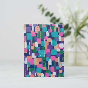 Geometrische Formen in fettfarbiger Farbe Postkarte