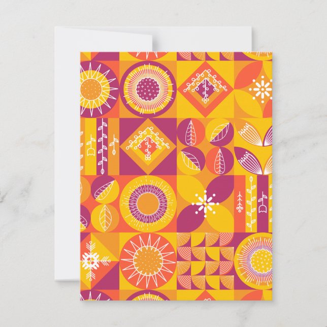 Geometrische Formen in Orange, Gold und Lila Mitteilungskarte (Vorderseite)