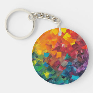 Geometrische Formen in Regenbogenfarben Schlüsselanhänger