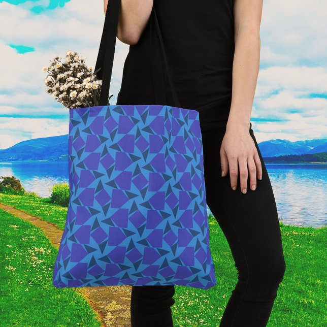 Geometrische Formen in Türkis- und Blauer Tote-Beu Tasche (Von Creator hochgeladen)