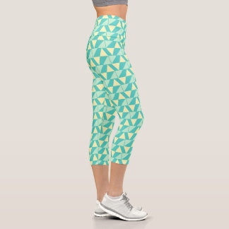 Geometrische Formen in Türkis und Gelb Capri Leggings