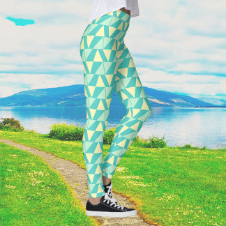 Geometrische Formen in Türkis und Gelb Leggings