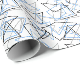 Geometrische Formen mit Kreide auf Weiß Geschenkpapier