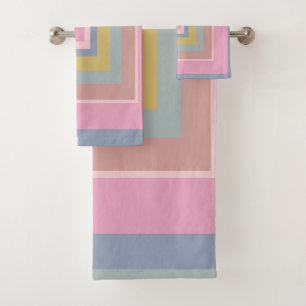 Geometrische Formen Muster in Pastellfarben Badhandtuch Set