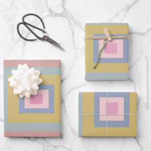 Geometrische Formen Quiltmuster in Pastellfarben  Geschenkpapier Set
