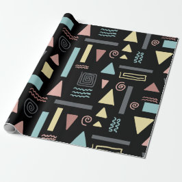 Geometrische Formen, schwarzes Muster Geschenkpapier