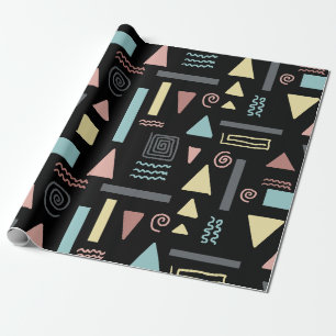 Geometrische Formen, schwarzes Muster Geschenkpapier