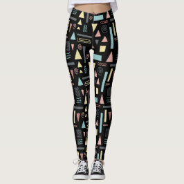 Geometrische Formen, schwarzes Muster Leggings