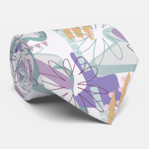 Geometrische Formen und Blume auf Weiß. Krawatte
