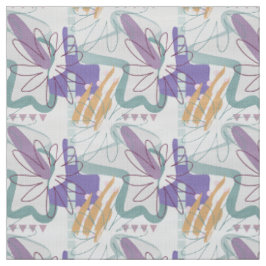 Geometrische Formen und Blume auf Weiß. Stoff