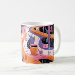 Geometrische Formen und lebendige Farben Wandkunst Kaffeetasse