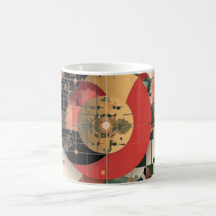 Geometrische Formen und leuchtende Farben Wandkuns Kaffeetasse