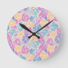 Geometrische Formen und Linien in Pastellfarbe Runde Wanduhr