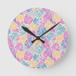 Geometrische Formen und Linien in Pastellfarbe Runde Wanduhr