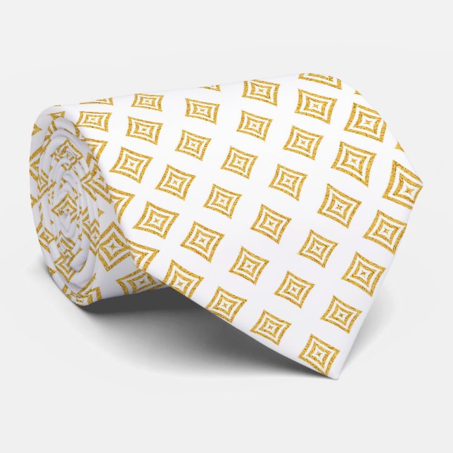 Geometrische Formen von Gold Glitzer Krawatte (Gerollt)