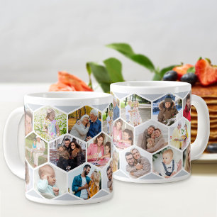 Geometrische Fotocollage 17 Bilder Silbergrau Jumbo-Tasse