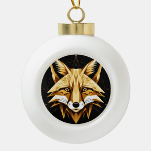 Geometrische Fox-Illustration mit goldenen Tönen Keramik Kugel-Ornament