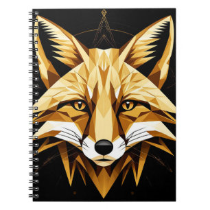 Geometrische Fox-Illustration mit goldenen Tönen Notizblock