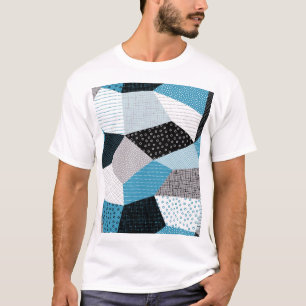 Geometrische Freehand Zeichnend Patchwork-Tiles T-Shirt