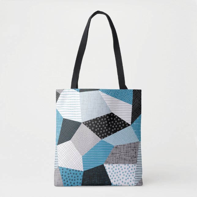 Geometrische Freehand Zeichnend Patchwork-Tiles Tasche (Vorderseite)