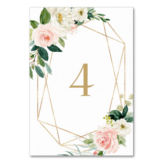 Geometrische Frühjahrsblüten Tabelle 4 Hochzeiten Tischnummer (Vorderseite)
