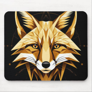 Geometrische Fuchsdarstellung mit goldenen Tönen Mousepad