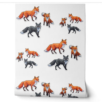 Geometrische Füchse, Fox Illustration, Fox Sticker Tapete