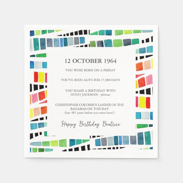 Geometrische Fun-Fakten zum 60. Geburtstag Serviette (Vorderseite)