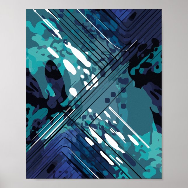 geometrische Fusion des Ozeans Poster (Vorne)