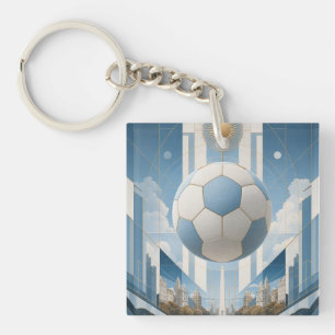 Geometrische Fußball-Stadtlandschaft-Argentinien Schlüsselanhänger