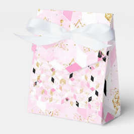 geometrische Gefälligkeitsbox in Rosa, Schwarz und Geschenkschachtel