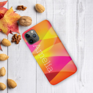 Geometrische gelbe Magentorange mit Namen Case-Mate iPhone Hülle