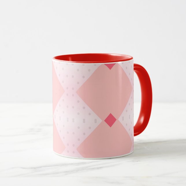 Geometrische gemusterte Form rosa Tasse (VorderseiteRechts)