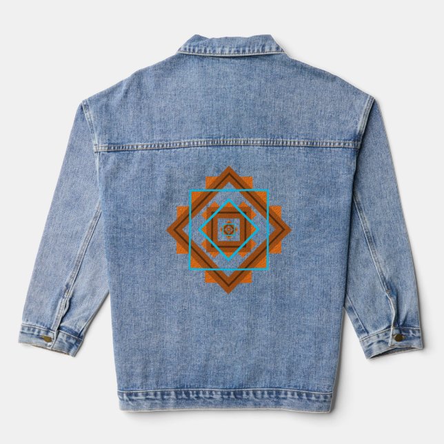 Geometrische Gipfel im Südwesten Jeansjacke (Rückseite)