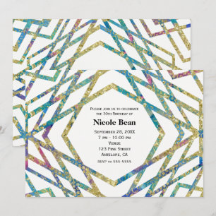 Geometrische Glamour-Farben und goldene Party-Einl Einladung