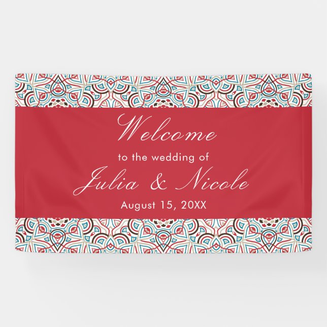 Geometrische Glitzern Kupfermetallische Hochzeit Banner (Horizontal)