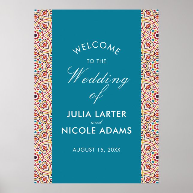 Geometrische Glitzern Kupfermetallische Hochzeit Poster (Vorne)
