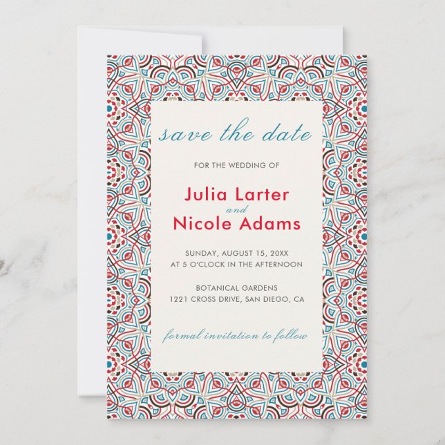 Geometrische Glitzern Kupfermetallische Hochzeit Save The Date (Vorderseite)
