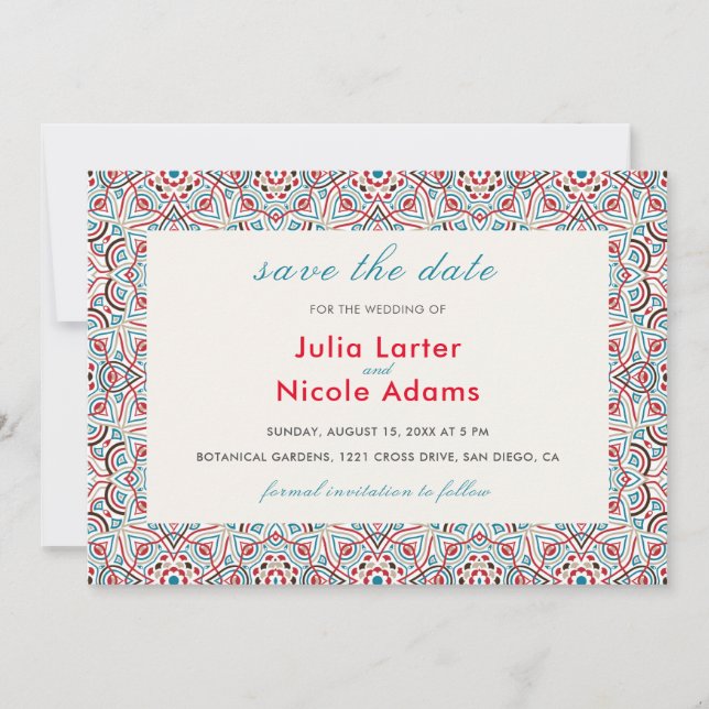 Geometrische Glitzern Kupfermetallische Hochzeit Save The Date (Vorderseite)