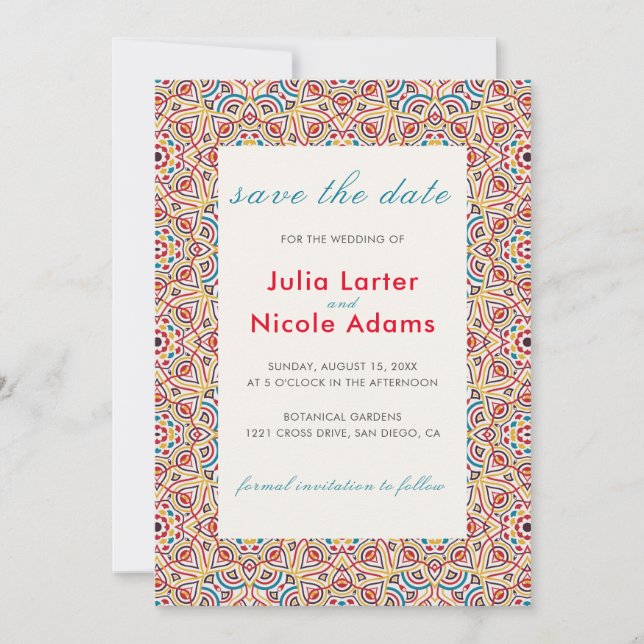 Geometrische Glitzern Kupfermetallische Hochzeit Save The Date (Vorderseite)
